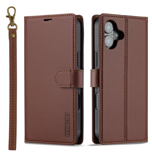 For iPhone 16 Plus LC.IMEEKE L2 Series Detachable Magsafe PU Phone Case with Lanyard(Brown) - iPhone 16 Plus Cases by LC.IMEEKE | Online Shopping South Africa | PMC Jewellery | Buy Now Pay Later Mobicred