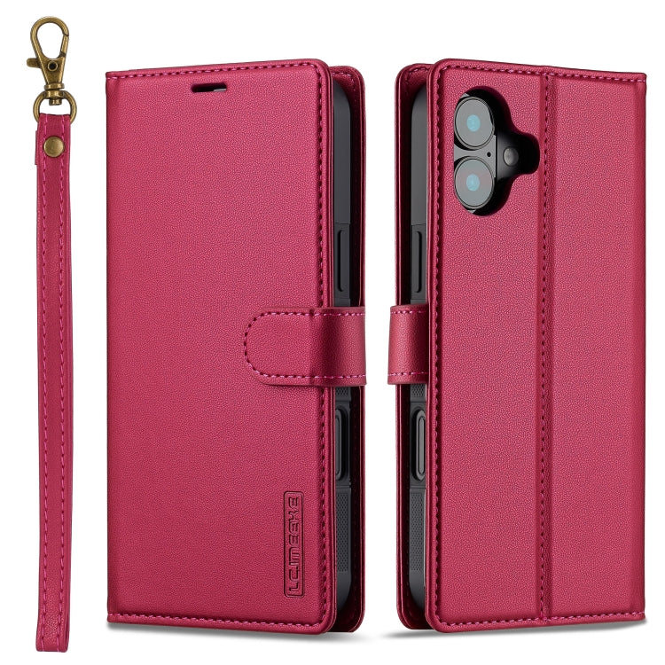 For iPhone 16 LC.IMEEKE L2 Series Detachable Magsafe PU Phone Case with Lanyard(Red) - iPhone 16 Cases by LC.IMEEKE | Online Shopping South Africa | PMC Jewellery | Buy Now Pay Later Mobicred