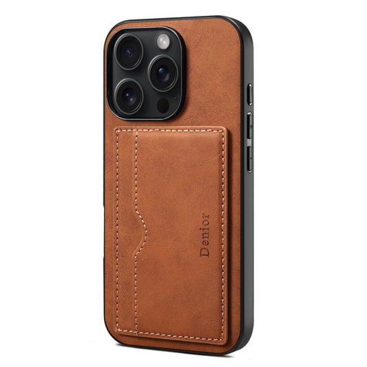 For iPhone 16 Pro Max Denior D08 PU Single Card Slot Holder Phone Case(Brown) - iPhone 16 Pro Max Cases by Denior | Online Shopping South Africa | PMC Jewellery | Buy Now Pay Later Mobicred