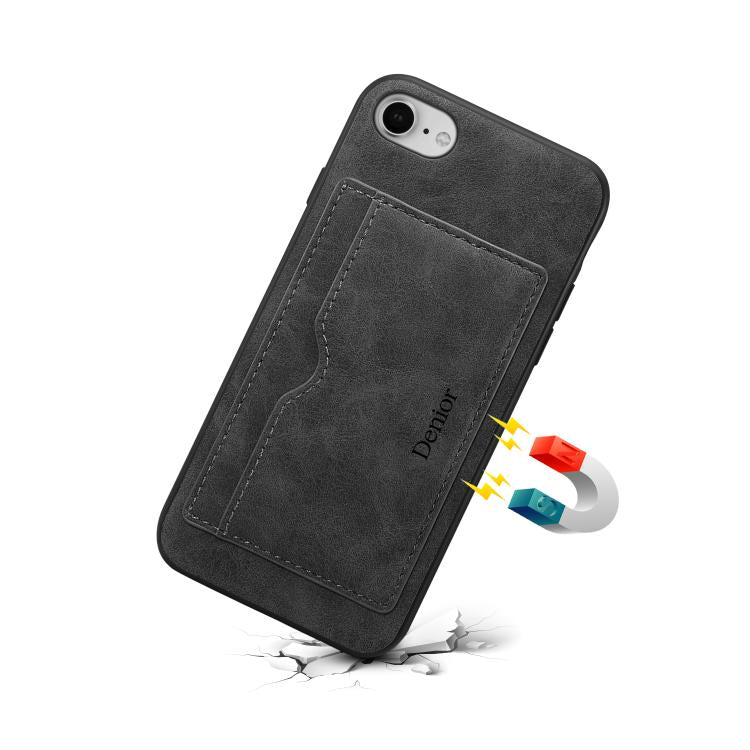 For iPhone 16e Denior D08 PU Single Card Slot Holder Phone Case(Black) - free shipping - PMC TechLife - Order now!