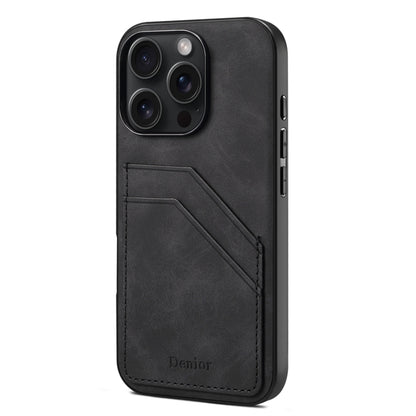 For iPhone 16 Pro Denior D09 PU Dual Card Slot Back Cover Phone Case(Black) - iPhone 16 Pro Cases by Denior | Online Shopping South Africa | PMC Jewellery | Buy Now Pay Later Mobicred