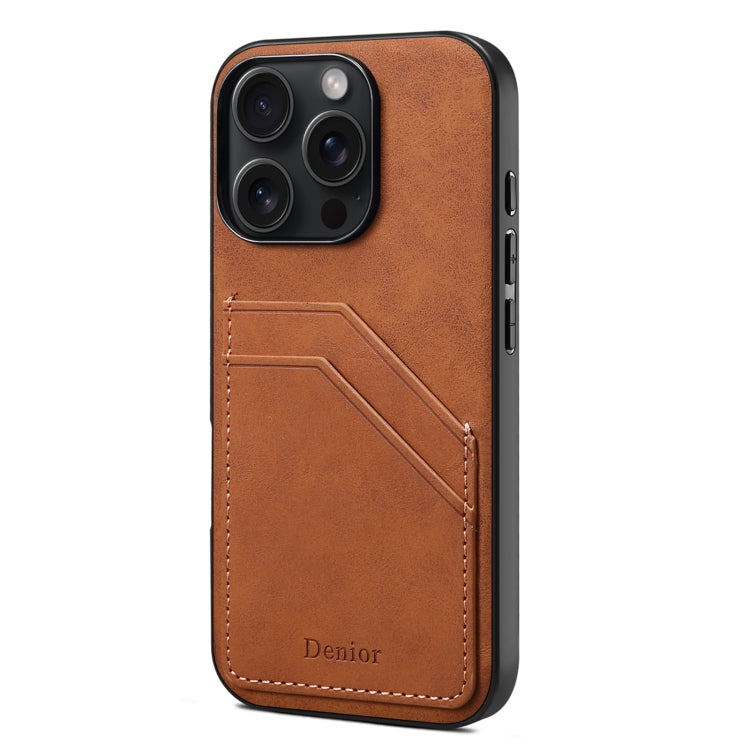 For iPhone 16 Pro Denior D09 PU Dual Card Slot Back Cover Phone Case(Brown) - free shipping - PMC Jewellery - Order now!