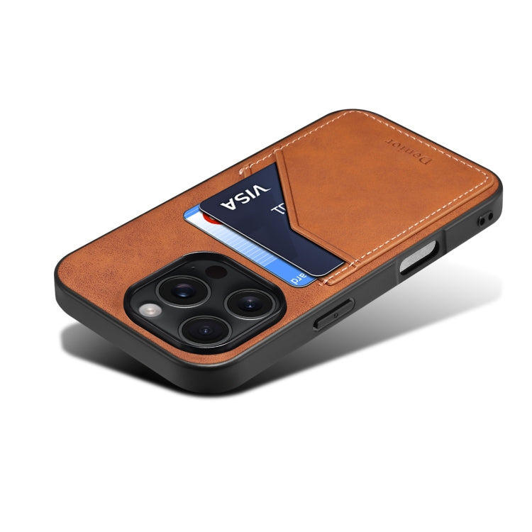 For iPhone 16 Pro Denior D09 PU Dual Card Slot Back Cover Phone Case(Brown) - free shipping - PMC Jewellery - Order now!