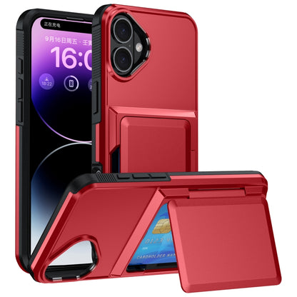 For iPhone 16 Plus Card Slot Holder Phone Case(Red) - iPhone 16 Plus Cases by PMC Jewellery | Online Shopping South Africa | PMC Jewellery | Buy Now Pay Later Mobicred