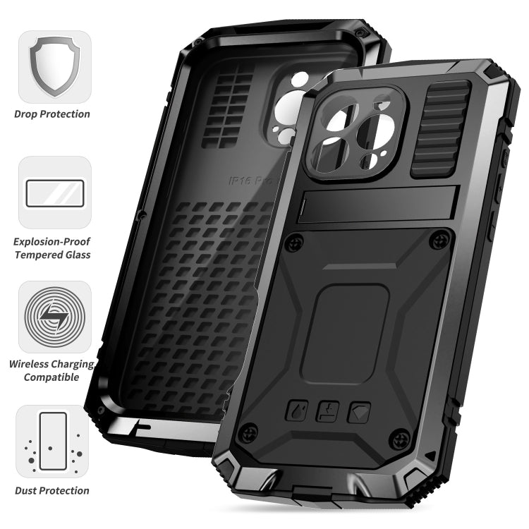 For iPhone 16 Pro R-JUST Life Waterproof Dustproof Shockproof Phone Case(Black) - iPhone 16 Pro Cases by R-JUST | Online Shopping South Africa | PMC Jewellery | Buy Now Pay Later Mobicred