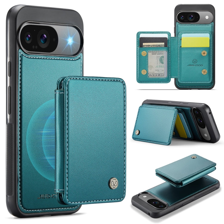 For Google Pixel 9 / 9 Pro JEEHOOD J05 Business Magnetic Style RFID Leather Phone Case(Blue Green) - Google Cases by JEEHOOD | Online Shopping South Africa | PMC Jewellery | Buy Now Pay Later Mobicred