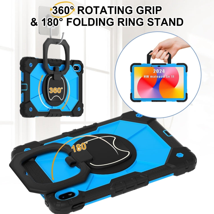 For Huawei Matepad SE 11 2024 Contrast Color Robot Silicone Hybrid PC Tablet Case(Black Blue) - Huawei by PMC Jewellery | Online Shopping South Africa | PMC Jewellery | Buy Now Pay Later Mobicred