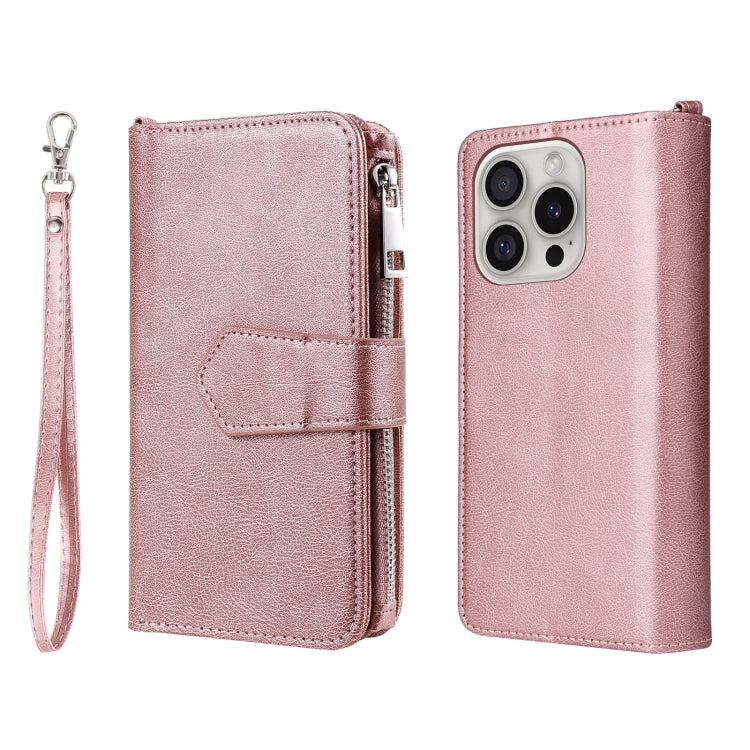 For iPhone 16 Pro Solid Color 2 in 1 Zipper Shockproof Phone Case(Rose Gold) - iPhone 16 Pro Cases by PMC Jewellery | Online Shopping South Africa | PMC Jewellery | Buy Now Pay Later Mobicred