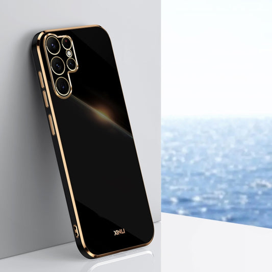 For Samsung Galaxy S25 Ultra 5G XINLI Straight 6D Plating Gold Edge TPU Phone Case(Black) - Galaxy S25 Ultra 5G Cases by XINLI | Online Shopping South Africa | PMC Jewellery | Buy Now Pay Later Mobicred