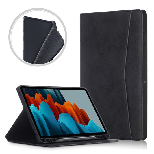 For Samsung Galaxy Tab S8+ / Tab S8 Plus /  Tab S7 FE / Tab S7+ T970/T976B TPU Front Support Horizontal Flip Leather Case with Holder & Pen Slot & Sleep / Wake-up Function(Black) - Galaxy Tab S8+ Cases by PMC Jewellery | Online Shopping South Africa | PMC Jewellery
