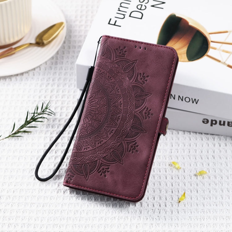 For Samsung Galaxy S25 Ultra 5G Skin Feel Totem Embossed Leather Phone Case(Wine Red) - Galaxy S25 Ultra 5G Cases by PMC Jewellery | Online Shopping South Africa | PMC Jewellery | Buy Now Pay Later Mobicred