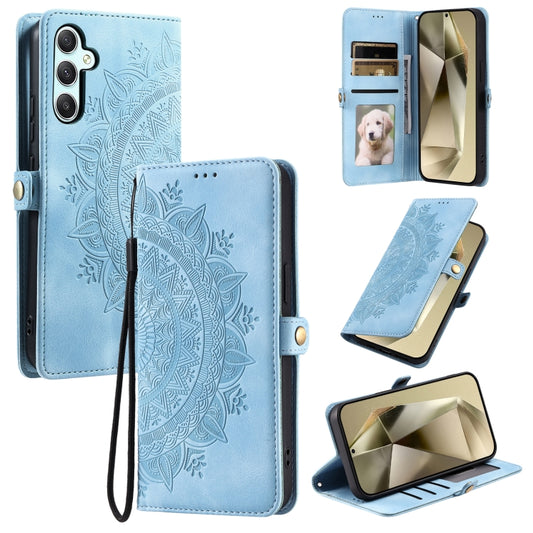 For Samsung Galaxy S25+ 5G Skin Feel Totem Embossed Leather Phone Case(Blue) - Galaxy S25+ 5G Cases by PMC Jewellery | Online Shopping South Africa | PMC Jewellery | Buy Now Pay Later Mobicred