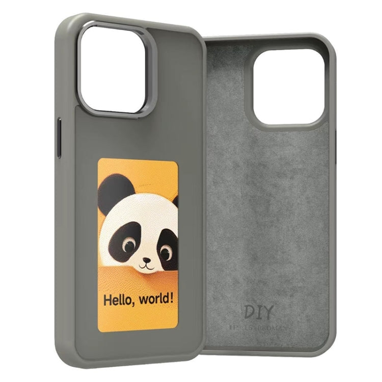 For iPhone 16 Four-Color E-ink Screen NFC DIY Phone Case(Grey) - iPhone 16 Cases by PMC Jewellery | Online Shopping South Africa | PMC Jewellery | Buy Now Pay Later Mobicred