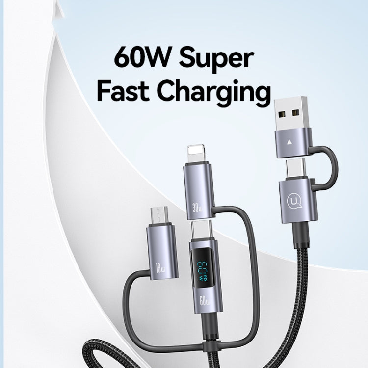 USAMS 60W 6 in 1 Digital Display Fast Charging Cable, Length:1.2m(Titanium Gray) - free shipping - PMC Jewellery - Order now!