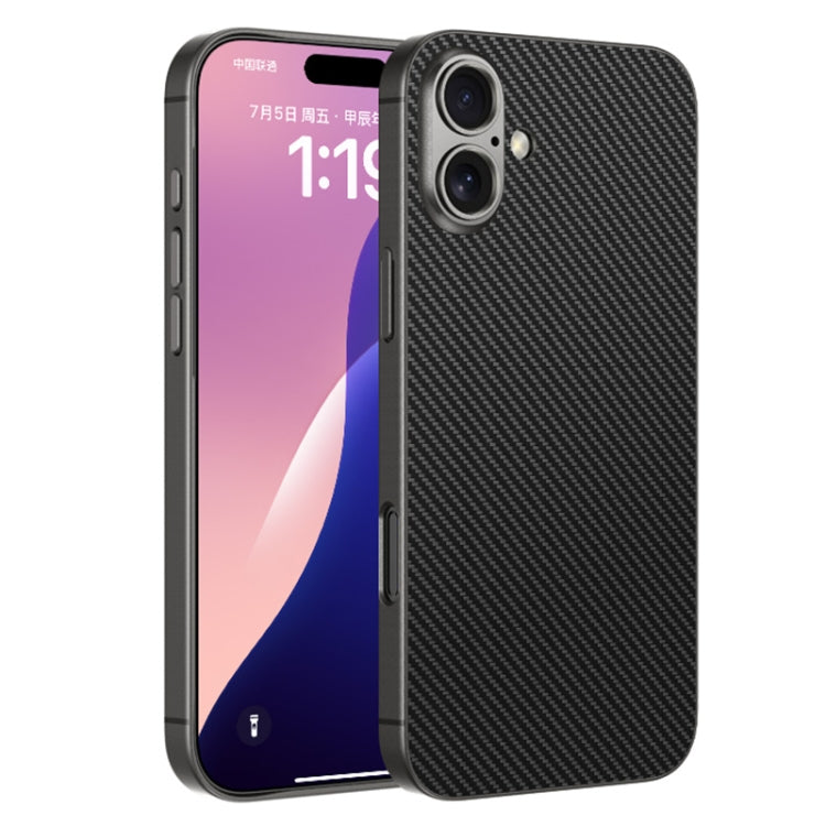 For iPhone 16 Plus GKK Metal Paint Skin Feel Leather Full Coverage Phone Case(Carbon Fibre) - iPhone 16 Plus Cases by GKK | Online Shopping South Africa | PMC Jewellery | Buy Now Pay Later Mobicred