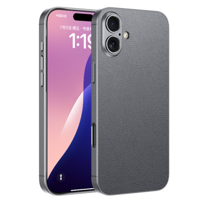 For iPhone 16 GKK Metal Paint Skin Feel Leather Full Coverage Phone Case(Mountain Gray) - iPhone 16 Cases by GKK | Online Shopping South Africa | PMC Jewellery | Buy Now Pay Later Mobicred