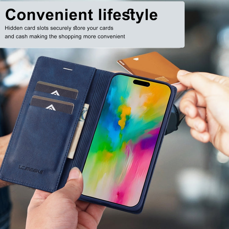 For iPhone 16 Pro LC.IMEEKE RFID Anti-theft Leather Phone Case(Blue) - iPhone 16 Pro Cases by LC.IMEEKE | Online Shopping South Africa | PMC Jewellery | Buy Now Pay Later Mobicred