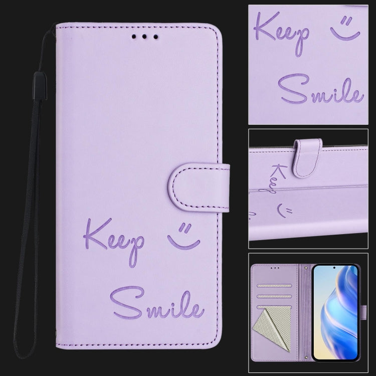 For Ulefone Note 14 Smile Embossing RFID Leather Phone Case(Light Purple) - Ulefone Cases by PMC Jewellery | Online Shopping South Africa | PMC Jewellery | Buy Now Pay Later Mobicred