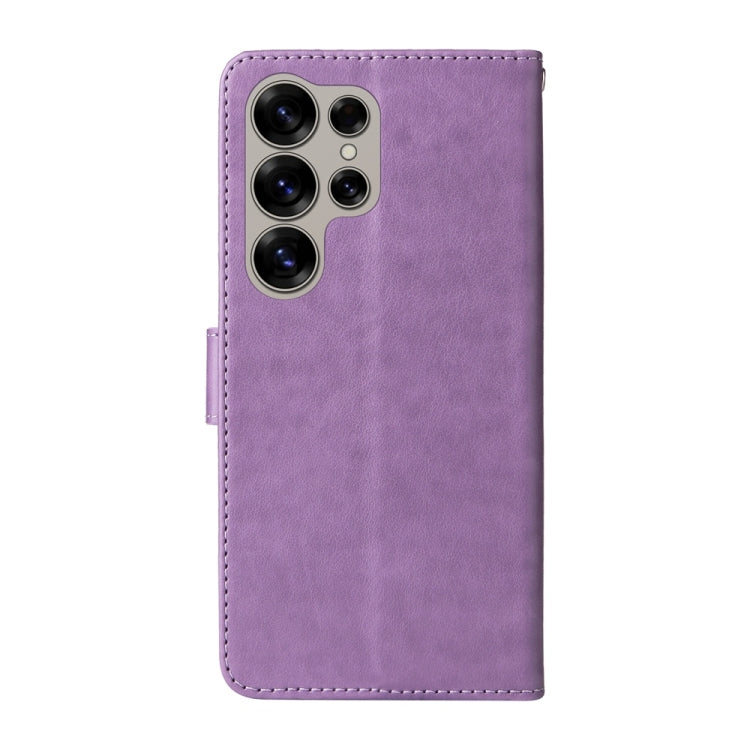 For Samsung Galaxy S25 Ultra 5G Embossed Butterfly Flowers Leather Phone Case(Purple) - Galaxy S25 Ultra 5G Cases by PMC Jewellery | Online Shopping South Africa | PMC Jewellery | Buy Now Pay Later Mobicred