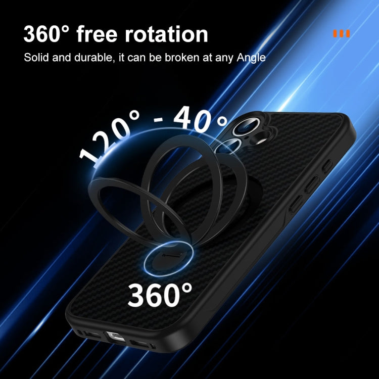 For iPhone 16 Pro Max Carbon Fiber MagSafe 360 Degree Rotating Holder Phone Case(Black) - free shipping - PMC Jewellery - Order now!