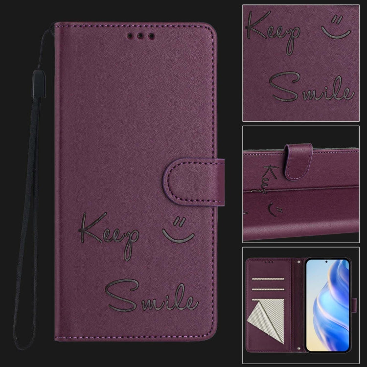 For Huawei Pura 70 Smile Embossing RFID Leather Phone Case(Violet) - Huawei Cases by PMC Jewellery | Online Shopping South Africa | PMC Jewellery | Buy Now Pay Later Mobicred