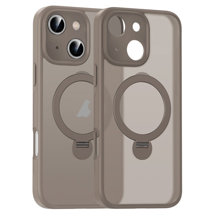 For iPhone 16 Plus Matte Texture 360 Degree Rotary Tone Holder MagSafe Phone Case(Titanium Gold) - iPhone 16 Plus Cases by PMC Jewellery | Online Shopping South Africa | PMC Jewellery | Buy Now Pay Later Mobicred