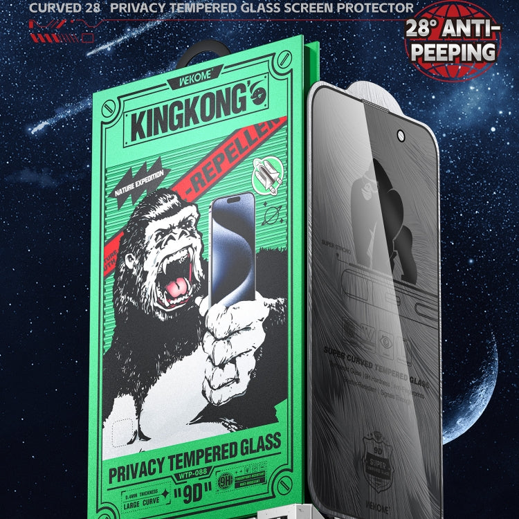 For iPhone 16 Plus / 15 Plus WK WTP-088 Space King Kong 9D Curved 28 Degree Privacy Tempered Glass Film - iPhone 16 Plus Tempered Glass by WK | Online Shopping South Africa | PMC Jewellery | Buy Now Pay Later Mobicred