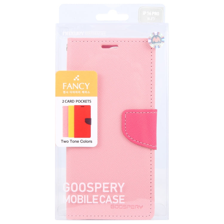 For iPhone 16 Pro Max GOOSPERY FANCY DIARY Cross Texture Leather Phone Case(Pink) - iPhone 16 Pro Max Cases by GOOSPERY | Online Shopping South Africa | PMC Jewellery | Buy Now Pay Later Mobicred