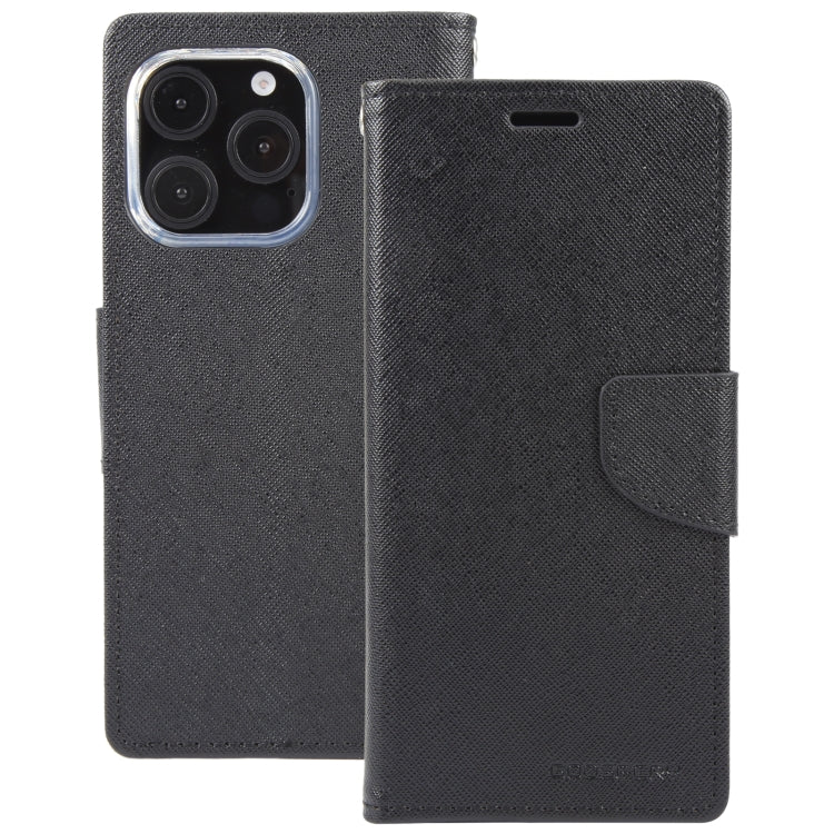 For iPhone 16 Pro GOOSPERY FANCY DIARY Cross Texture Leather Phone Case(Black) - iPhone 16 Pro Cases by GOOSPERY | Online Shopping South Africa | PMC Jewellery | Buy Now Pay Later Mobicred