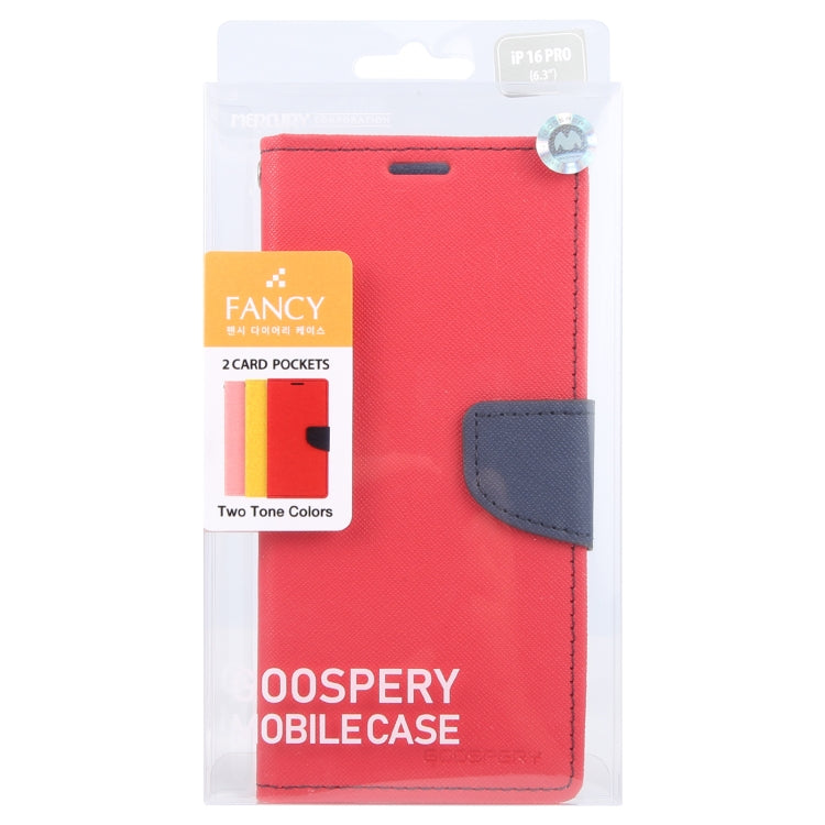 For iPhone 16 Pro GOOSPERY FANCY DIARY Cross Texture Leather Phone Case(Red) - iPhone 16 Pro Cases by GOOSPERY | Online Shopping South Africa | PMC Jewellery | Buy Now Pay Later Mobicred