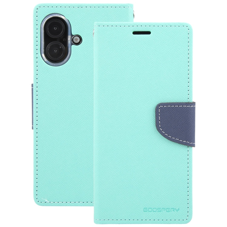 For iPhone 16 Plus GOOSPERY FANCY DIARY Cross Texture Leather Phone Case(Mint Green) - iPhone 16 Plus Cases by GOOSPERY | Online Shopping South Africa | PMC Jewellery | Buy Now Pay Later Mobicred