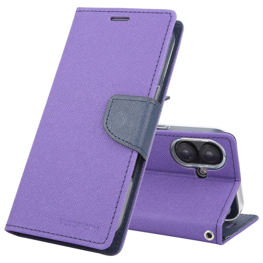 For iPhone 16 GOOSPERY FANCY DIARY Cross Texture Leather Phone Case(Purple) - iPhone 16 Cases by GOOSPERY | Online Shopping South Africa | PMC Jewellery | Buy Now Pay Later Mobicred