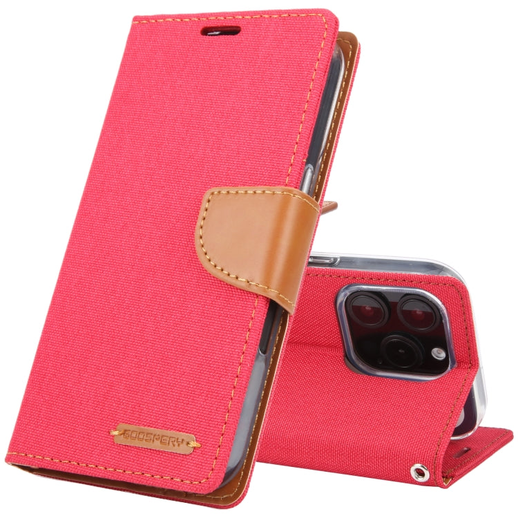 For iPhone 16 Pro Max GOOSPERY CANVAS DIARY Fabric Texture Flip Leather Phone Case(Red) - free shipping - PMC Jewellery - Order now!