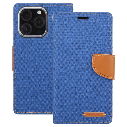 For iPhone 16 Pro GOOSPERY CANVAS DIARY Fabric Texture Flip Leather Phone Case(Blue) - iPhone 16 Pro Cases by GOOSPERY | Online Shopping South Africa | PMC Jewellery | Buy Now Pay Later Mobicred