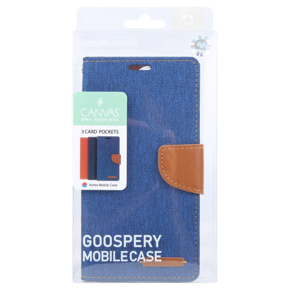 For iPhone 16 GOOSPERY CANVAS DIARY Fabric Texture Flip Leather Phone Case(Blue) - iPhone 16 Cases by GOOSPERY | Online Shopping South Africa | PMC Jewellery | Buy Now Pay Later Mobicred