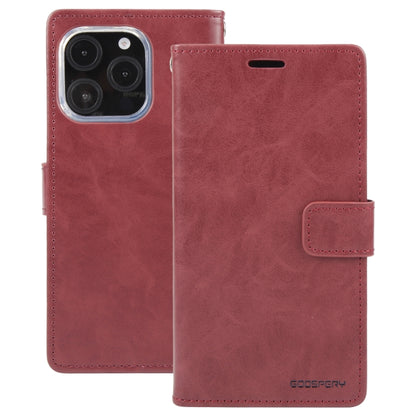 For iPhone 16 Pro Max GOOSPERY BLUE MOON Crazy Horse Texture Leather Phone Case(Wine Red) - iPhone 16 Pro Max Cases by GOOSPERY | Online Shopping South Africa | PMC Jewellery | Buy Now Pay Later Mobicred