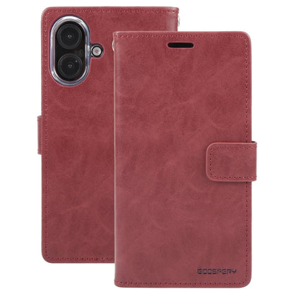 For iPhone 16 Plus GOOSPERY BLUE MOON Crazy Horse Texture Leather Phone Case(Wine Red) - iPhone 16 Plus Cases by GOOSPERY | Online Shopping South Africa | PMC Jewellery | Buy Now Pay Later Mobicred