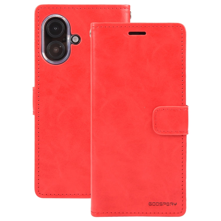 For iPhone 16 GOOSPERY BLUE MOON Crazy Horse Texture Leather Phone Case(Red) - iPhone 16 Cases by GOOSPERY | Online Shopping South Africa | PMC Jewellery | Buy Now Pay Later Mobicred