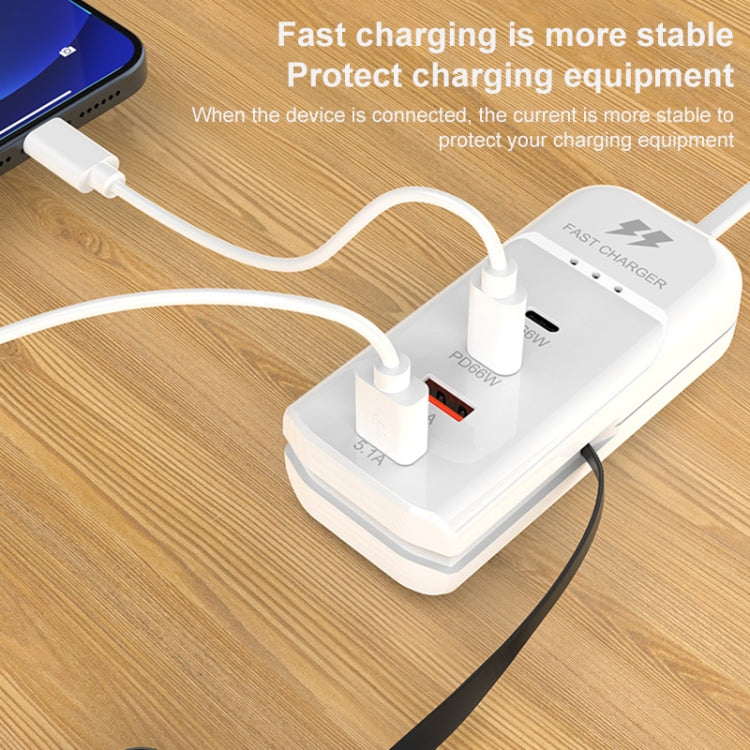 5 in 1 2 x PD 66W, 2 x USB Fast Charger Smart Power Socket, Length:1m(UK Plug) - Multifunction Charger by PMC Jewellery | Online Shopping South Africa | PMC Jewellery | Buy Now Pay Later Mobicred