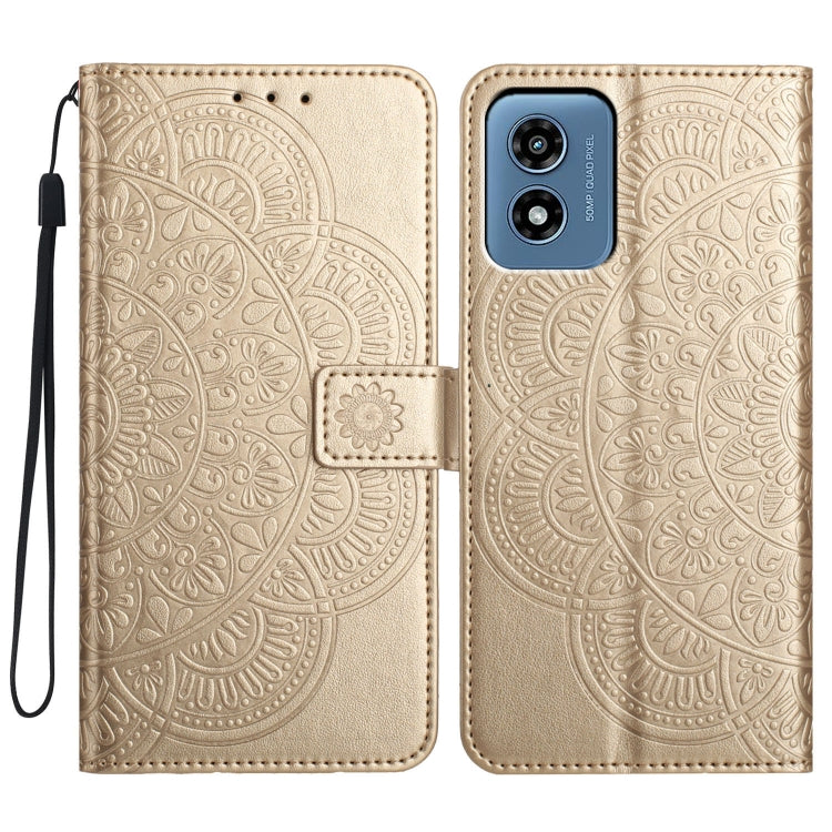 For Motorola Moto G Play 2024 Flower Embossed Leather Phone Case(Gold) - Motorola Cases by PMC Jewellery | Online Shopping South Africa | PMC Jewellery | Buy Now Pay Later Mobicred