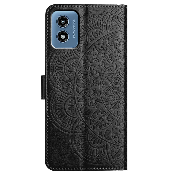For Motorola Moto G Play 2024 Flower Embossed Leather Phone Case(Black) - Motorola Cases by PMC Jewellery | Online Shopping South Africa | PMC Jewellery | Buy Now Pay Later Mobicred