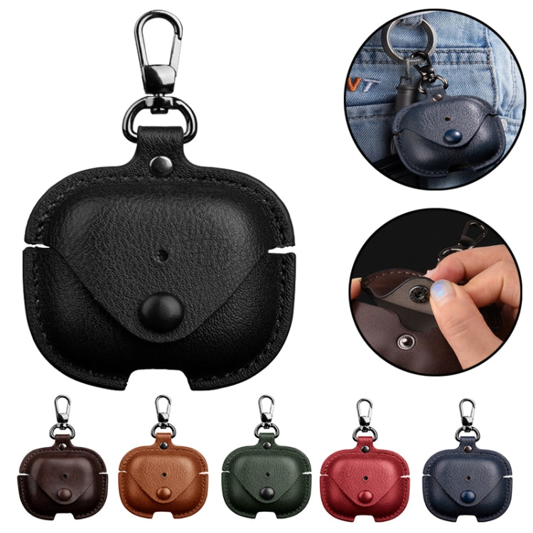 For AirPods 4 Business Leather Earphone Protective Case with Hook(Dark Brown) - For AirPods 4 by PMC Jewellery | Online Shopping South Africa | PMC Jewellery | Buy Now Pay Later Mobicred