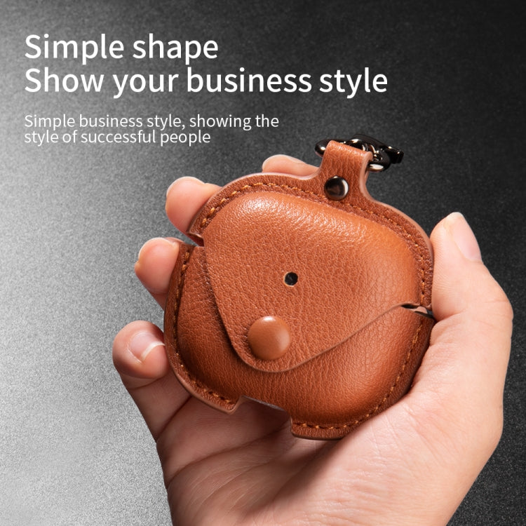 For AirPods 4 Business Leather Earphone Protective Case with Hook(Dark Brown) - For AirPods 4 by PMC Jewellery | Online Shopping South Africa | PMC Jewellery | Buy Now Pay Later Mobicred