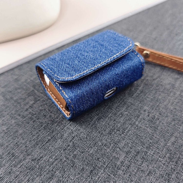 For AirPods Pro 2 Cowboy Fabric Texture PU Headset Protective Bag(Blue) - For AirPods Pro 2 by PMC Jewellery | Online Shopping South Africa | PMC Jewellery | Buy Now Pay Later Mobicred