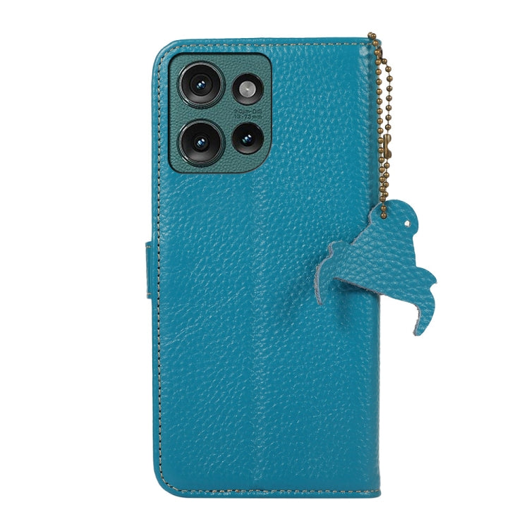 For Motorola Edge 50 Genuine Leather Litchi Texture RFID Leather Phone Case(Blue) - Motorola Cases by PMC TechLife | Online Shopping South Africa | PMC TechLife | Buy Now Pay Later Mobicred