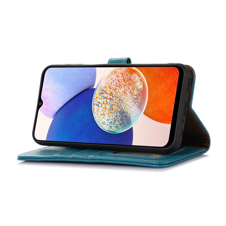 For Motorola Edge 50 Genuine Leather Litchi Texture RFID Leather Phone Case(Blue) - Motorola Cases by PMC TechLife | Online Shopping South Africa | PMC TechLife | Buy Now Pay Later Mobicred