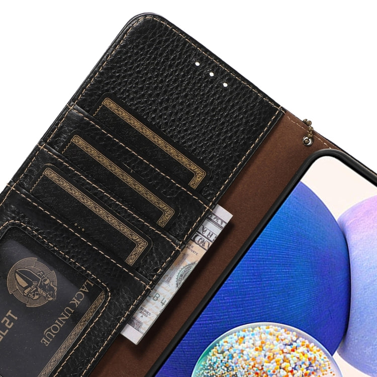 For Motorola Edge 50 Genuine Leather Litchi Texture RFID Leather Phone Case(Black) - free shipping - PMC TechLife - Order now!