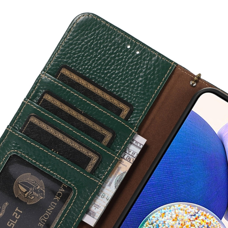 For Motorola Moto G35 Genuine Leather Litchi Texture RFID Leather Phone Case(Green) - Motorola Cases by PMC TechLife | Online Shopping South Africa | PMC TechLife | Buy Now Pay Later Mobicred