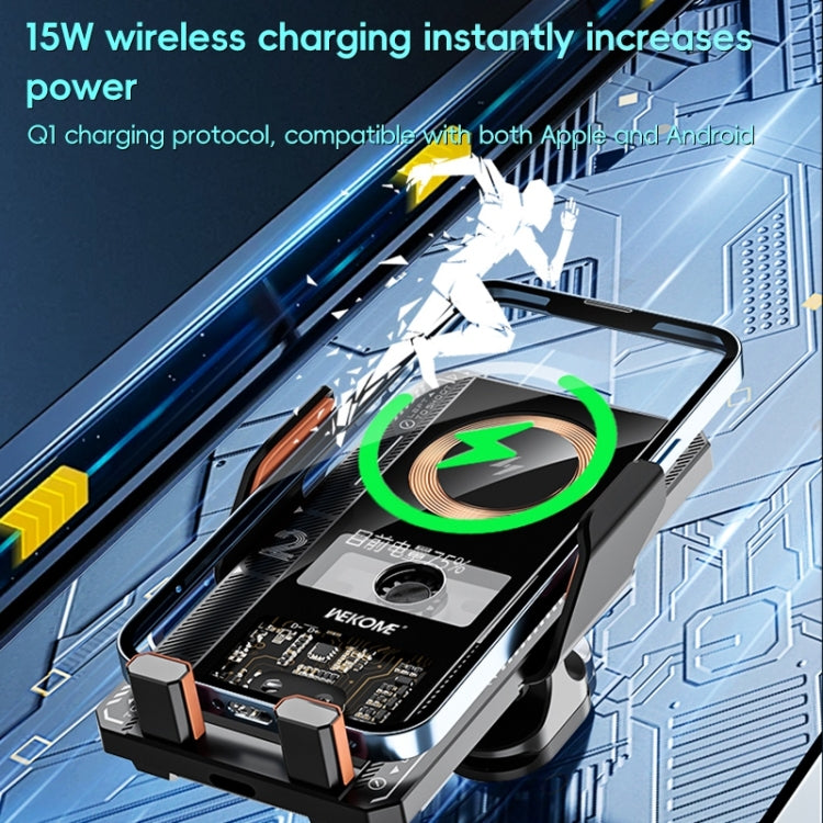 WEKOME WP-U208 15W Mechanical Transparent Wireless Charging Car Holder(Black) - Wireless Charger Holders by WK | Online Shopping South Africa | PMC Jewellery | Buy Now Pay Later Mobicred