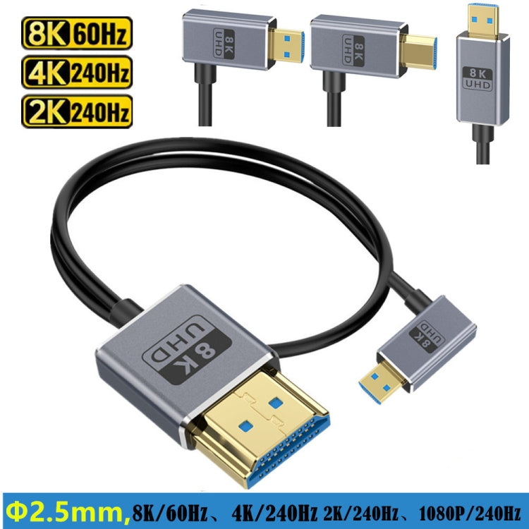 30cm Coaxial Micro HDMI to HDMI 8K UHD 48Gbps Video Connection Cable, Style:Left Elbow - Cable by PMC Jewellery | Online Shopping South Africa | PMC Jewellery | Buy Now Pay Later Mobicred